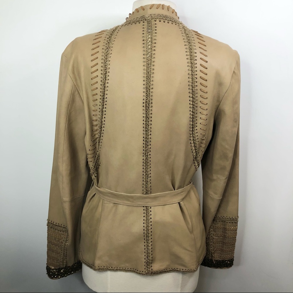 Kobi Halperin Colette Leather Whipstitch Wrap Jacket M - Picture 6 of 13